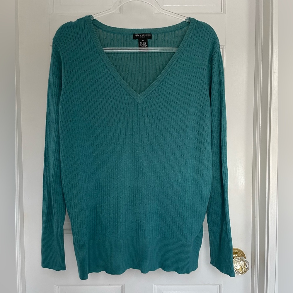 Madison Teal Ribbed Knit Top